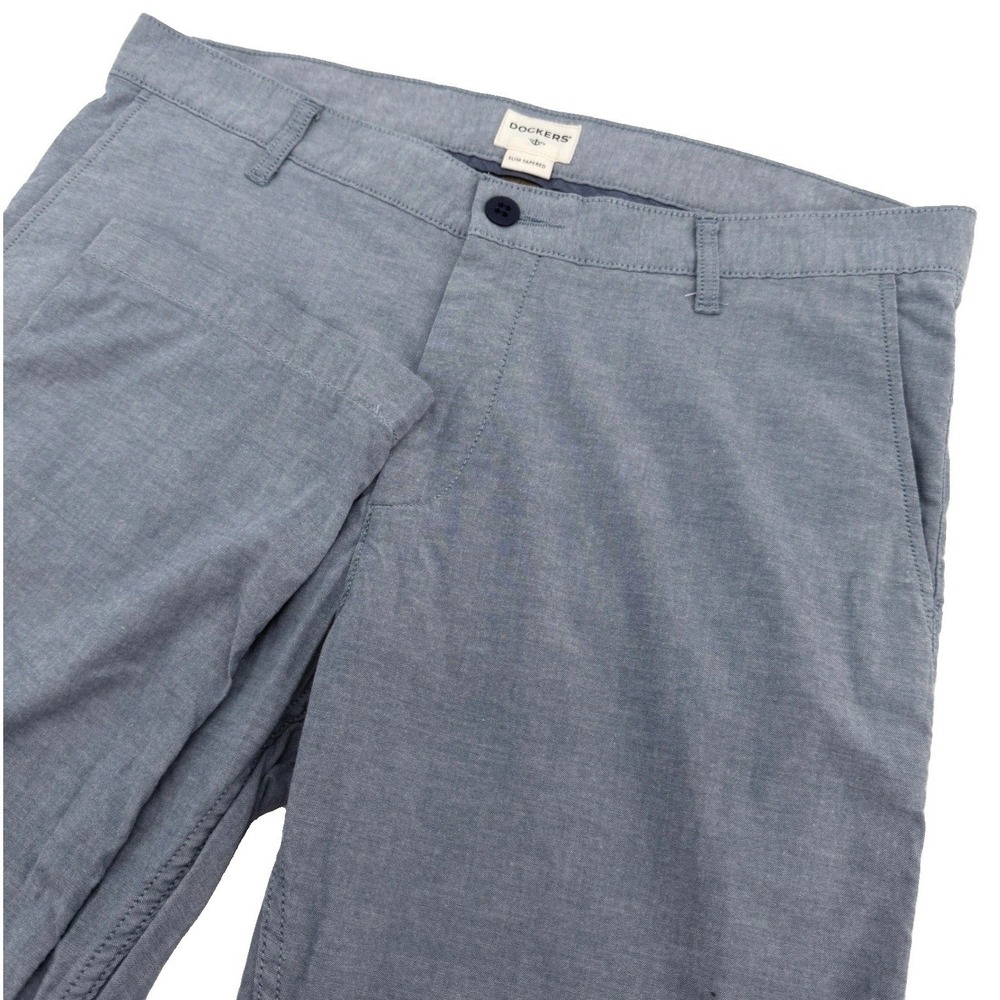 Dockers‎ Pants Mens 34x31 (Tag 34x32) Blue Slim Fit Tapered Chino Cotton Casual